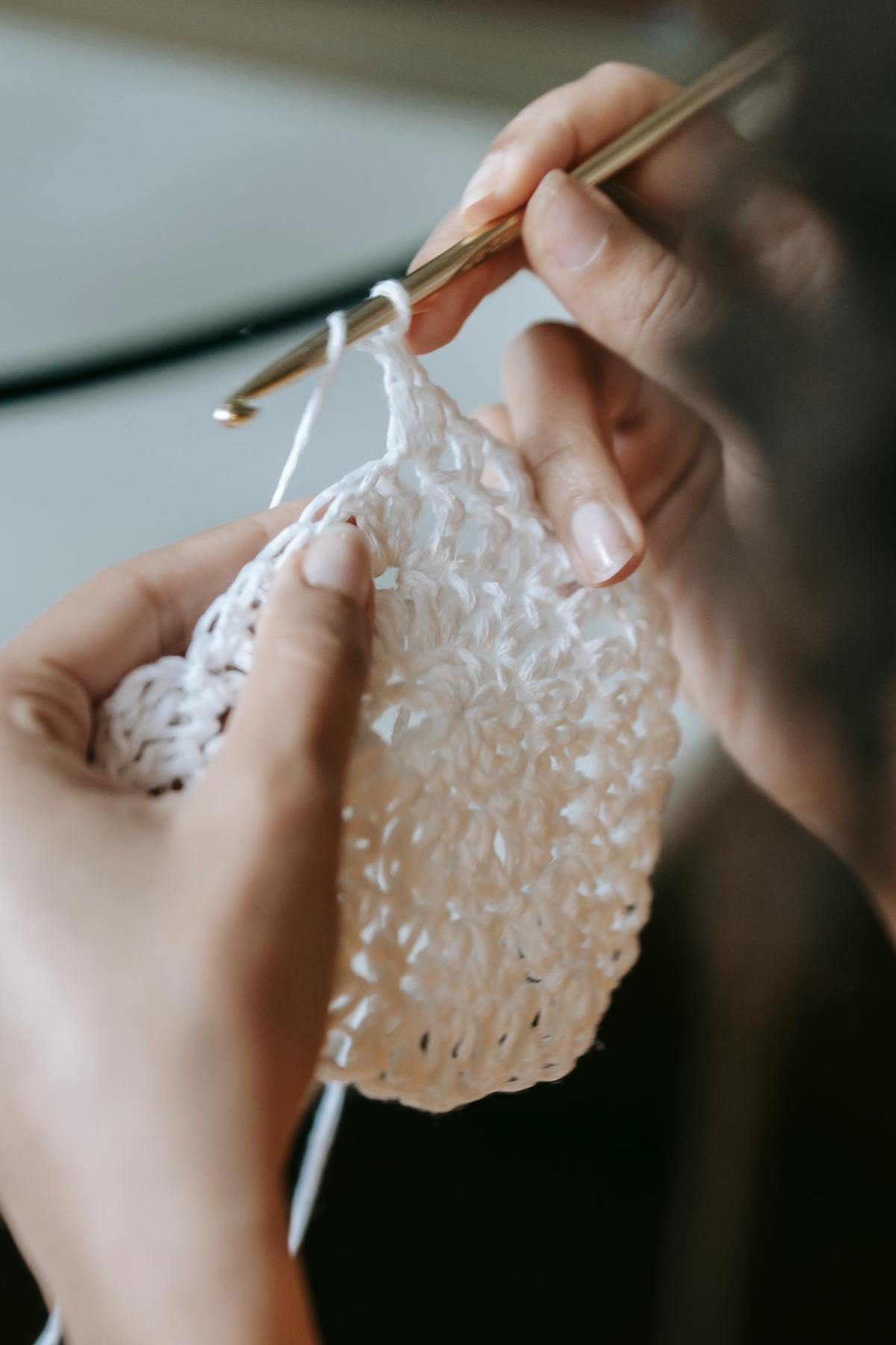 Crocheting in the workshop